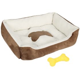 Dog Bed Soft Warm Fleece,Cozy Nest Sofa Bed Cushion Mat (Color: Brown, size: S)
