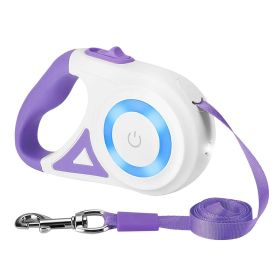 Retractable Leash Dog with Flashlight W/ Waste Bags Dispenser (Color: Purple)