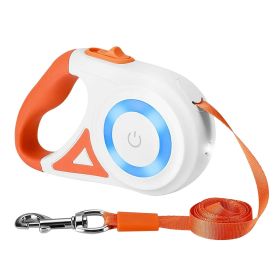 Retractable Leash Dog with Flashlight W/ Waste Bags Dispenser (Color: Orange)