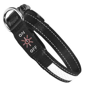 LED Light Up Dog Collar with 9 Light Colors, Rechargeable (size: M)