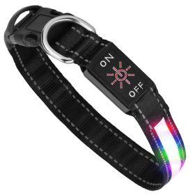 LED Light Up Dog Collar with 9 Light Colors, Rechargeable (size: L)