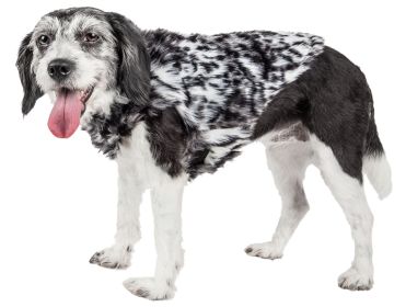 Pet Life Luxe “Paw Dropping” Gray-Scale Tiger Pattern Mink Fur Dog Coat Jacket (size: small)