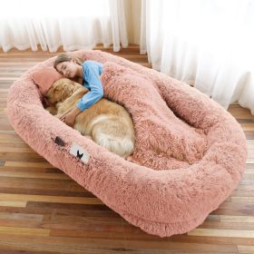 Human Dog Bed, Washable Faux Fur Dog Bed, Orthopedic (Color: Pink, size: 6XL(71"L x 45"W x 12"Th))