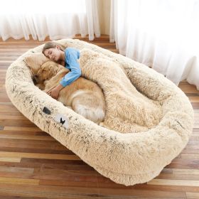 Human Dog Bed, Washable Faux Fur Dog Bed, Orthopedic (Color: Beige, size: 6XL(71"L x 45"W x 12"Th))