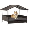 Wicker Pet House Dog Bed for Indoor/Outdoor Rattan Furniture with Cushion