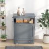 Pet Feeder Station Storage Cabinet, Dog Food Storage Container with Dog Raised Bowls, Watering Supplies, Gray