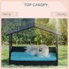 Wicker Pet House Dog Bed for Indoor/Outdoor Rattan Furniture with Cushion
