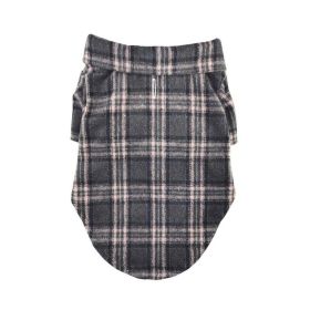 Flannel Dog Shirt (Color: Dark Gray and Pink Plaid, size: XX-Small)
