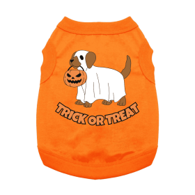 Trick or Treat Pup Dog Shirt (Color: Sunset Orange, size: 3X-Large)