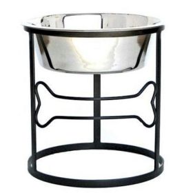 Raised Dog Bowl with Bone Design (Option: Large)