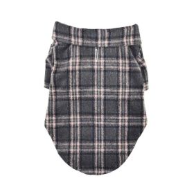 Flannel Dog Shirt (Color: Dark Gray and Pink Plaid, size: small)