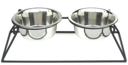 Double Elevated Dog Feeder – Pyramid Design (Option: Small/Black)