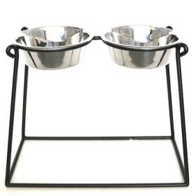 Double Elevated Dog Feeder – Pyramid Design (Option: XX Large/Black)