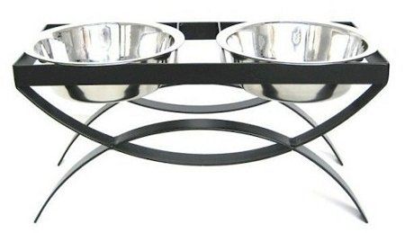 Double Elevated Dog Bowl with SeeSaw Design (Option: Small/Black)