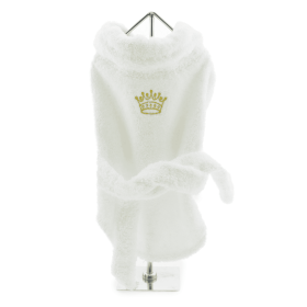 White Gold Crown Cotton Dog Bathrobe (size: X-Small)