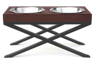 Woodsman Double Raised Dog Bowl - Butcher Block Style (Option: Small)
